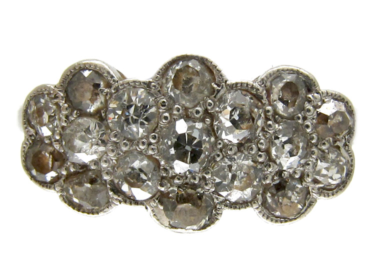 Diamond Triple Cluster Edwardian Ring (864C) | The Antique Jewellery ...