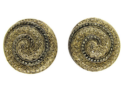Theodor Farhner Silver Gilt Swirly Earrings