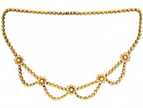 Victorian 18ct Gold & Natural Split Pearl Festoon Necklace