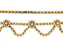 Victorian 18ct Gold & Natural Split Pearl Festoon Necklace