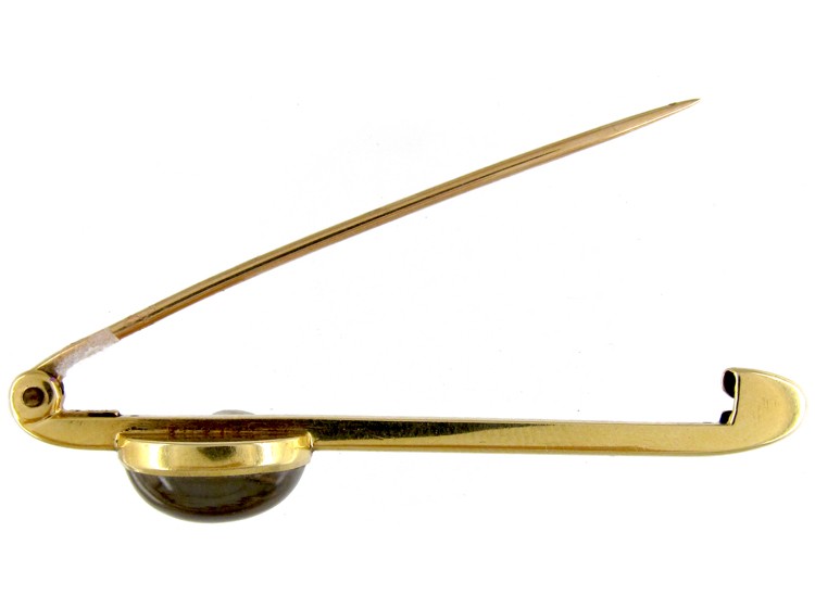 Reverse Intaglio 15ct Gold Rock Crystal Tie Pin of a Pheasant