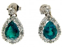 Emerald & Diamond Pear Shape Earrings