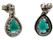 Emerald & Diamond Pear Shape Earrings