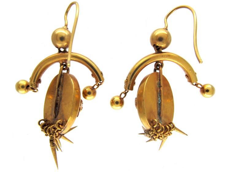 Victorian 18ct Gold & Emerald Fringe Drop Earrings
