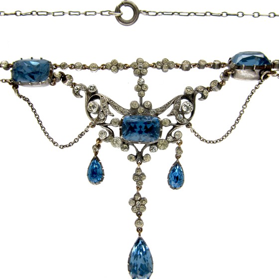 Blue & White Paste Edwardian Festoon Necklace