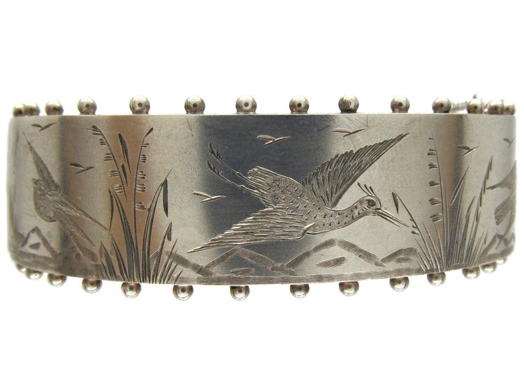Victorian Silver Bird Design Bangle