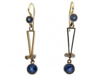 Sapphire & Diamond Edwardian Drop Earrings