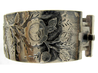 Victorian Silver Rose Overlay Bangle