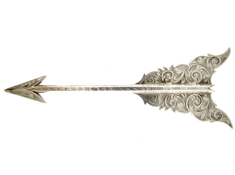 Large Silver Victorian Scottish Arrow Brooch