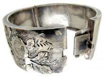 Victorian Silver Rose Overlay Bangle