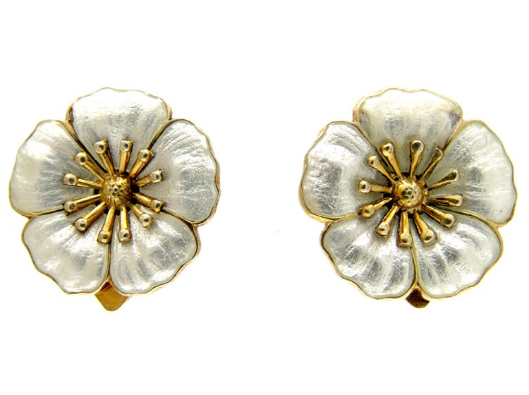 Silver Gilt Flower Earrings
