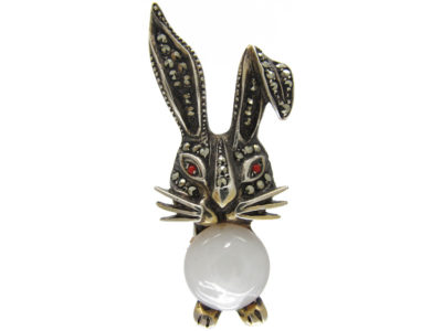 Silver & Marcasite Hare Brooch