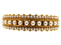 Victorian Natural Pearls 18ct Gold Bangle