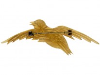 Carved Horn Swallow Brooch