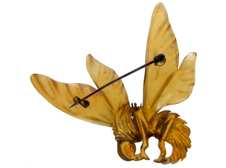 Art Nouveau Carved Horn Bee Brooch