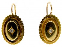 Vitorian 15ct Gold Oval Diamond Set Earrings