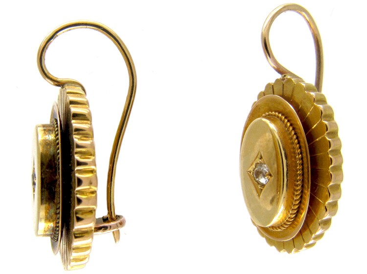 Vitorian 15ct Gold Oval Diamond Set Earrings