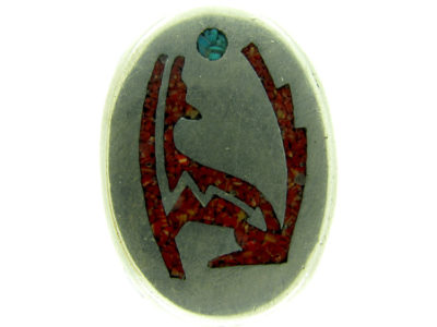 American Indian Silver Wolf & Moon Ring
