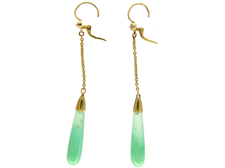 Jade & Gold Art Deco Earrings (110C) | The Antique Jewellery Company