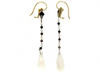 Art Deco Onyx & Mississipi Pearls Earrings