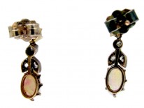 Opal & Diamond Organic Style Earrings