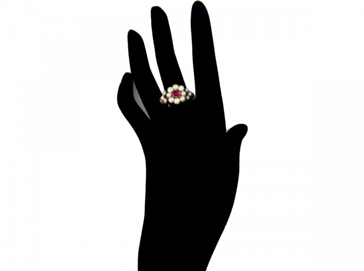 Georgian Ruby & Natural Split Pearl Ring
