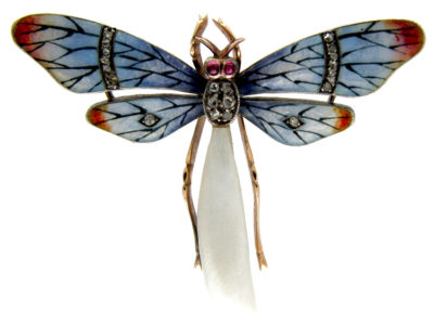 Enamel & Diamond Set Edwardian Butterfly Brooch