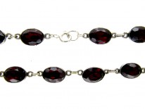 Garnet Paste Silver Early Victorian Necklace