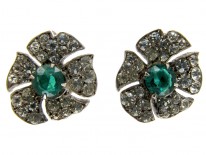 Green & White Paste Edwardian Earrings