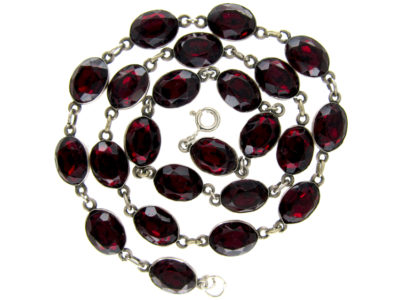 Garnet Paste Silver Early Victorian Necklace