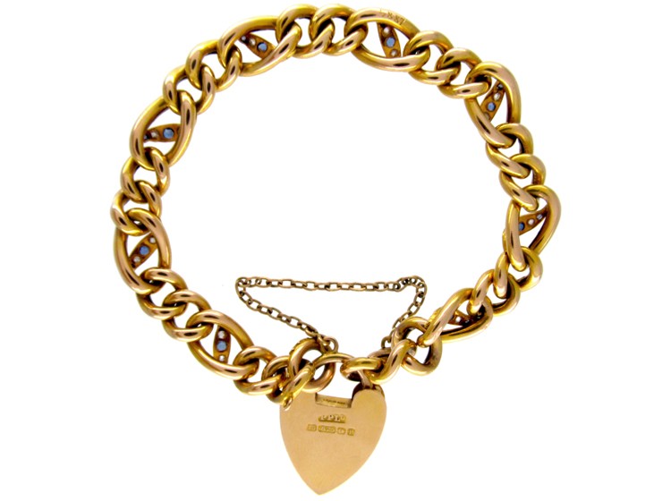 Sapphire & Diamond 18ct Gold Edwardian Curb Bracelet