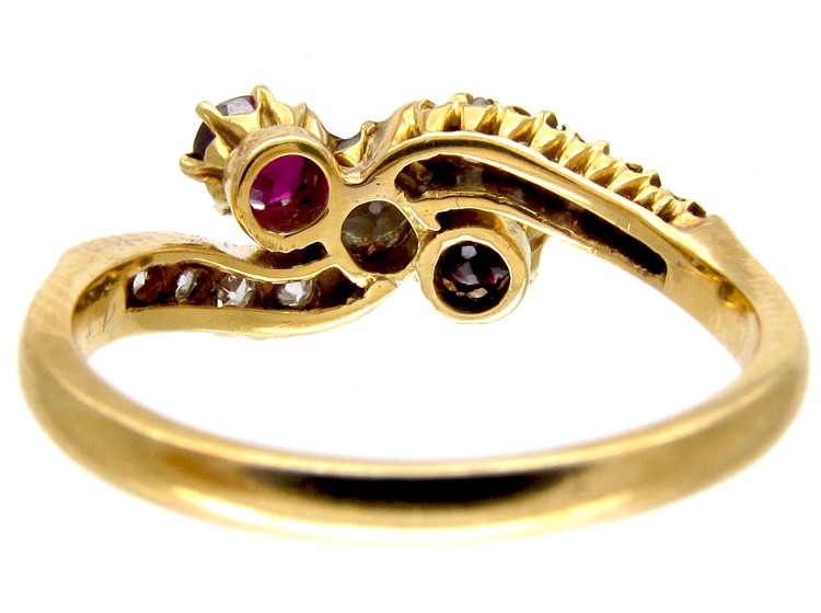 Ruby & Diamond Art Nouveau Crossover Ring