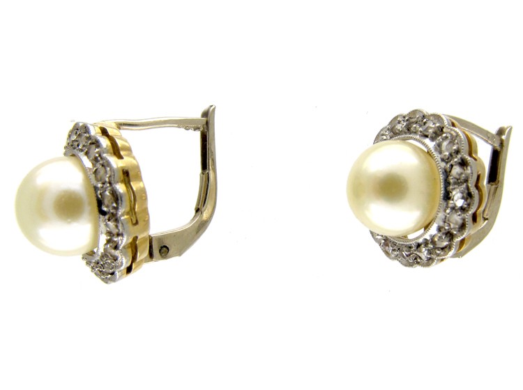 Pearl & Rose Diamond Cluster Earrings