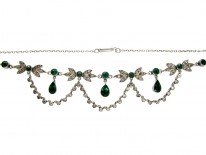 Green & White Paste & Silver Edwardian Necklace