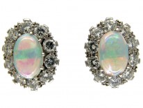 Opal & Diamond Cluster Earrings