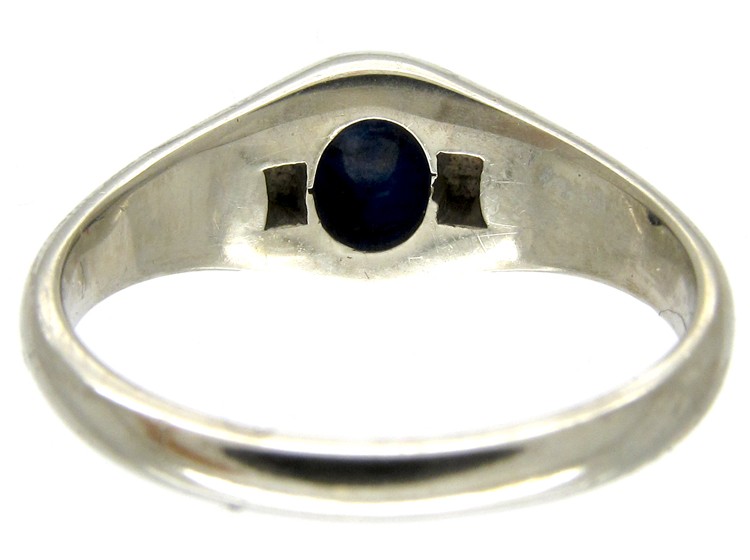 Cabochon Sapphire & Diamond Art Deco Ring