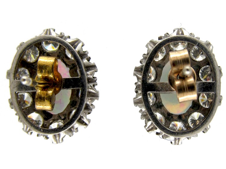 Opal & Diamond Cluster Earrings