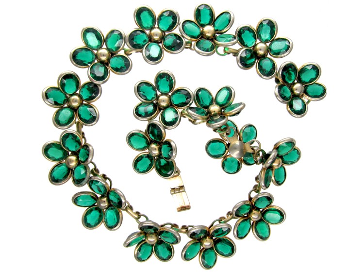 Trifari Green Paste Necklace