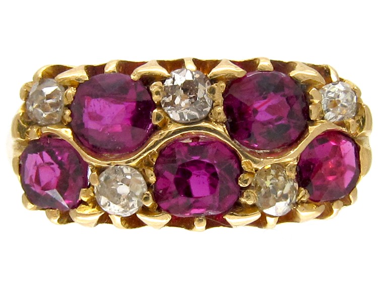 Ruby & Diamond Chequerboard Victorian Ring