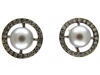 Diamond & Pearl Round Earrings