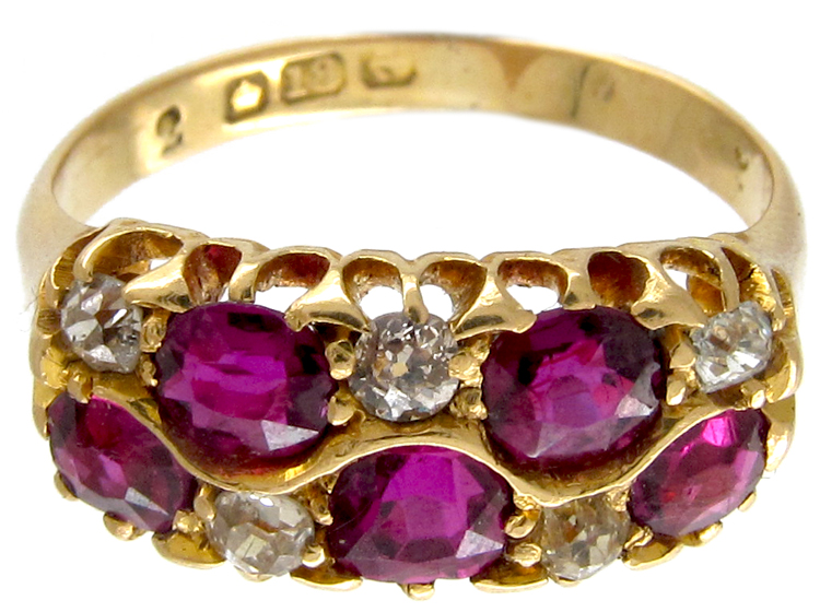 Ruby & Diamond Chequerboard Victorian Ring (268C) | The Antique ...