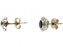 Ceylon Sapphire & Diamond Edwardian Cluster Earrings