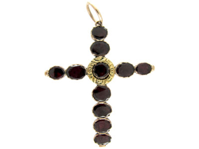 Georgian Flat Cut Garnet Cross