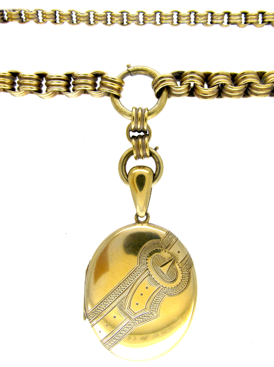 Silver Gilt Victorian Locket on Chain (772C) | The Antique Jewellery ...