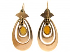 Victorian 15ct Gold & Hardstone Scottish Earrings