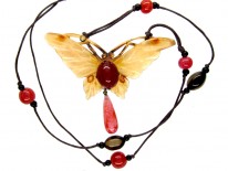 Elizabeth Bonté Art Nouveau French Horn Butterfly Pendant