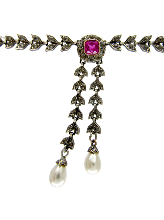 Paste & Silver Double Drop Edwardian Necklace (164D) | The Antique ...