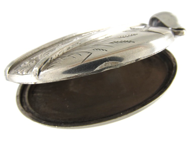 Silver Victorian Oval Locket with Bird Motif