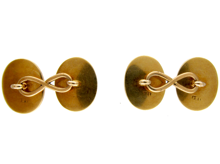 18ct Gold & Banded Onyx Cufflinks (J/J) | The Antique Jewellery Company