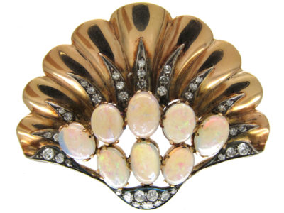 Opal & Diamond Shell Brooch